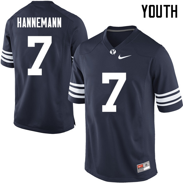 Youth #7 Micah Hannemann BYU Cougars College Football Jerseys Sale-Navy